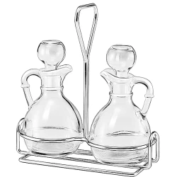 Libbey 2 Cruet Set 177ml With Wire Rack & Glass Stoppers