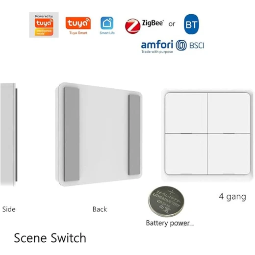 Zigbee Scene Switch 4 gang 12 Scene RC Zigbee Scene Switch 4 gang 12 Scene RC