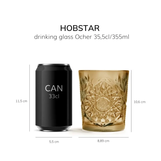 Libbey HOBSTAR Old Fashion Tumbler 12oz 355ml Yellow Set of 6 Pieces - Libbey - Image 3