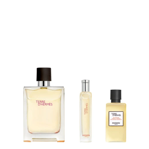 مجموعة هيرمس تيري دي هيرمس أو دي تواليت للرجال عطر خشبي حمضي 50 مل مع جل استحمام ورذاذ السفر - هيرميس - Image 2