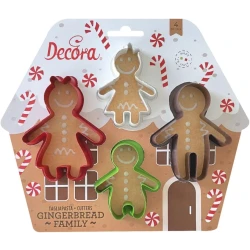 Decora Set of 4 plastic cutters Gingerbread Family Pastry Cutter