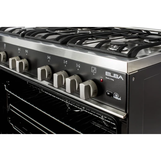 Elba Gas Cooker 90 cm Black with Steel Top and 2 Fans for Cooling and Distribution - ELBA - Image 2
