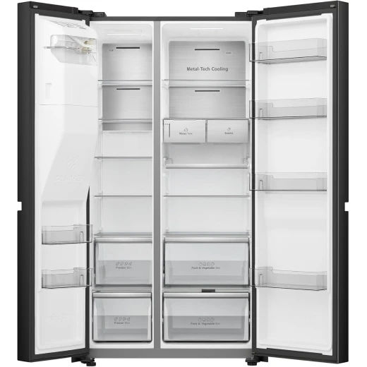 Gorenje 601 Liters Side by Side Refrigerator With Water Dispenser, No Frost Technology, with Ice Maker NRS9181VBIU Premium Black - Gorenje - Image 2