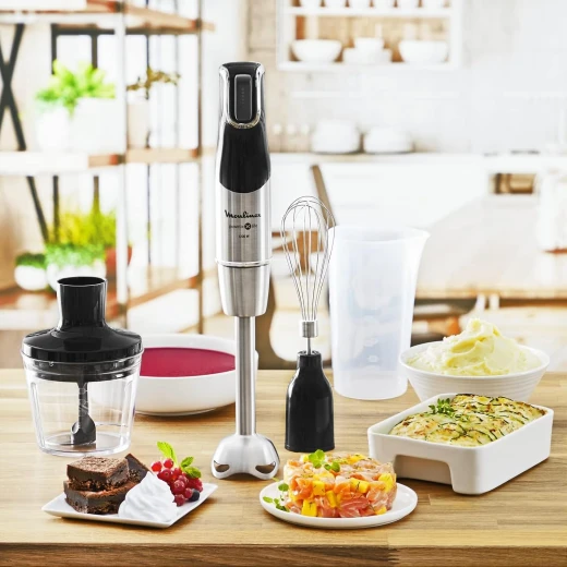 MOULINEX Hand Blender, InfinyForce Hand Stick Blender with Accessories, 1200W, Silver/Black, Stainless Steel Plastic DD95JD27 - MOULINEX - Image 4