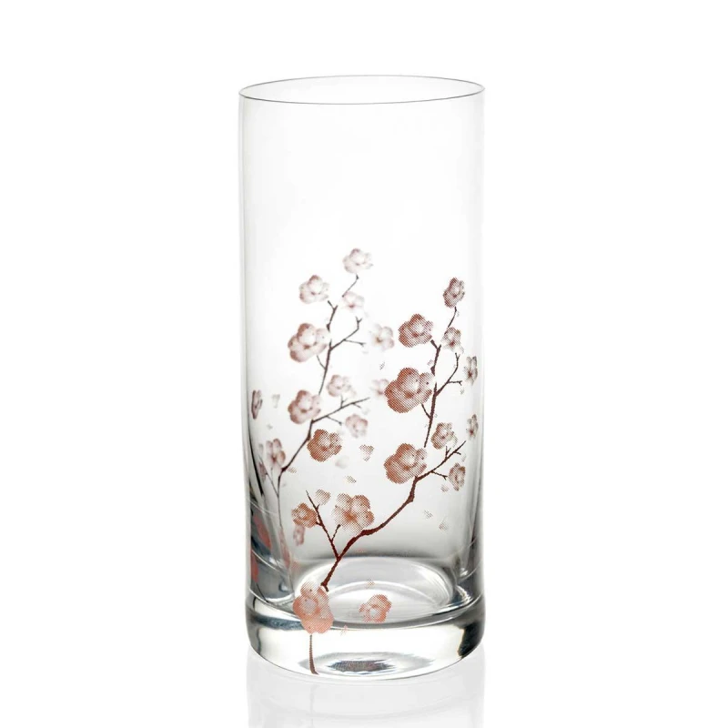 IVV Signature DOF Tumbler Set of 2 with Floreal Decoration , Transparent Glass Tumblers, Premium, Dishwasher Safe, Impact-Resistant, Elegant Design, Made in Italy, Perfect for Special Occasions - IVV