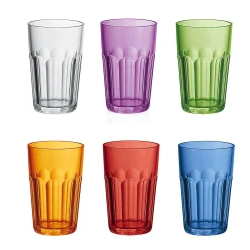Guzzini Ground Tumbler 420ml Set of 6 Pieces, Assorted Colors, High-Quality SAN Material, Elegant Design, Made in Italy, Not Microwaveable