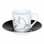 Ashdene & Konitz Coffee Cups & Saucers Set of 6 Pieces White and Black Peace Dove design - Ashdene &amp; Konitz