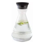 APS cooler decanter , 3-piece, glass carafe with stainless steel pipe, automatically open and close, chrome-plated base, cooling battery, 16 x 16 cm, 27cm height, 1.4L - APS