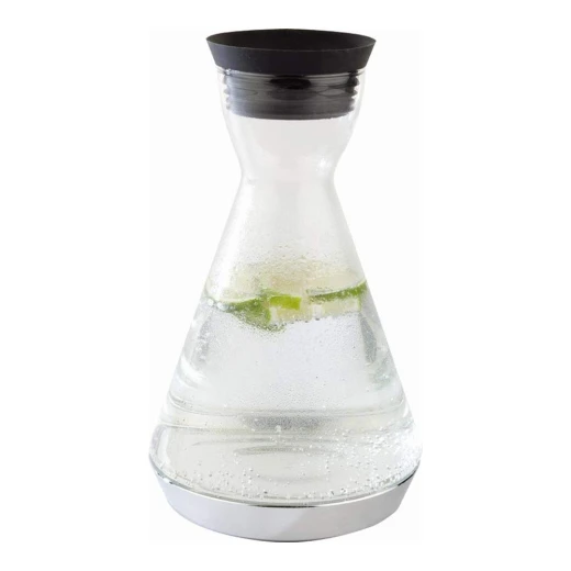 APS cooler decanter , 3-piece, glass carafe with stainless steel pipe, automatically open and close, chrome-plated base, cooling battery, 16 x 16 cm, 27cm height, 1.4L APS cooler decanter , 3-piece, glass carafe with stainless steel pipe, automatically open and close, chrome-plated base, cooling battery, 16 x 16 cm, 27cm height, 1.4L