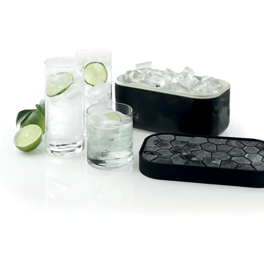 Lekue Ice Box Black Large Capacity Ice Cube Tray with 4 Trays, Silicone Lid, and Anti-Condensation Design, Perfect for Table-Side Presentation - Lekue - Image 3