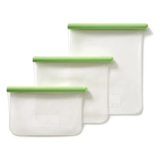 Lékué Reusable Flat Silicone Food Bag Set of 3 Pieces Transparent Leak-Proof, Flat, BPA-Free, Microwave & Dishwasher Safe Lékué Reusable Flat Silicone Food Bag Set of 3 Pieces Transparent Leak-Proof, Flat, BPA-Free, Microwave & Dishwasher Safe