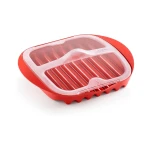 Lekue Quick Microwave Bacon Cooker Red, 6 Slices, Fat Draining, Clear Lid, BPA-Free - Lekue