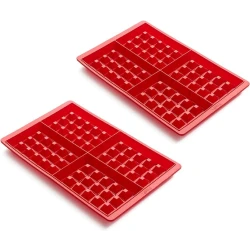 Lekue Silicone Waffle Maker Red, High Temperature Resistant, Makes 8 Waffles