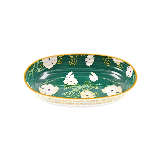 Guzzini Fusion Bowl Dia 32,5x23xh7cm Green with Yellow/White Decoration Guzzini Fusion Bowl Dia 32,5x23xh7cm Green with Yellow/White Decoration