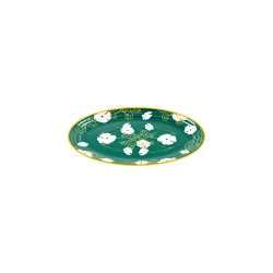 Guzzini Fusion Small Oval Tray Dia 35,5x25,5xh3cm Green with Yellow/White Decoration