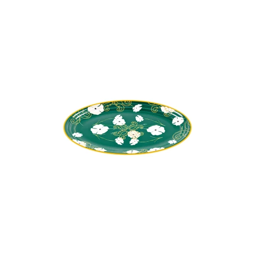 Guzzini Fusion Small Oval Tray Dia 35,5x25,5xh3cm Green with Yellow/White Decoration Guzzini Fusion Small Oval Tray Dia 35,5x25,5xh3cm Green with Yellow/White Decoration