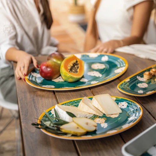Guzzini Fusion Large Oval Tray Dia 50x36xh3cm Green with Yellow/White Decoration - Guzzini - Image 2