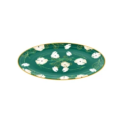 Guzzini Fusion Large Oval Tray Dia 50x36xh3cm Green with Yellow/White Decoration