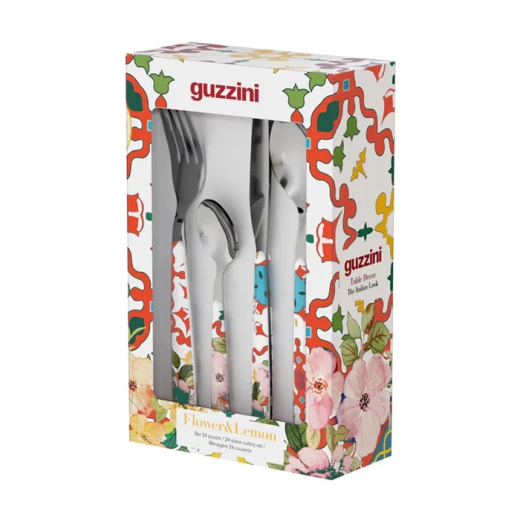 Guzzini Flower & Lemon Cutlery Set of 24 Pieces Stainless Steel Red - Guzzini - Image 2