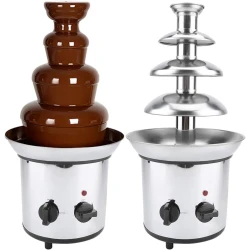 Pujadas Chocolate Melting Machine,1200ml Electric Powered Stainless Steel 4 Tier Cascading Chocolate Fountain Fondue with Hot Melting Pot Base for Birthday Parties, Weddings, House Parties 220V