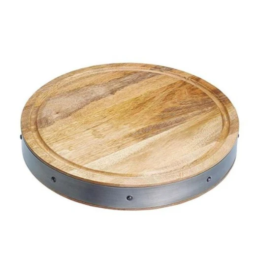Kitchen Craft Handmade Round Wooden Butcher Block Board Dia 36x5cm Kitchen Craft Handmade Round Wooden Butcher Block Board Dia 36x5cm