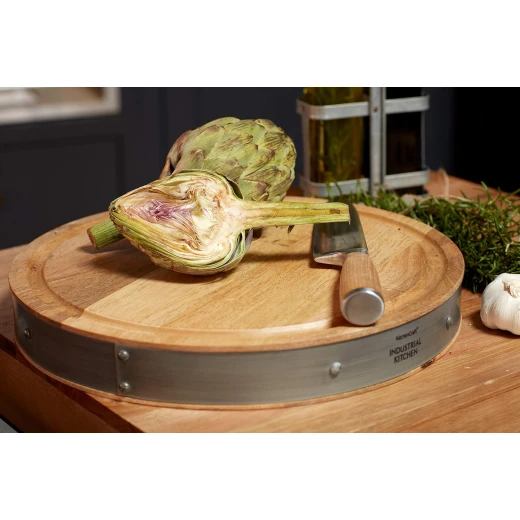 Kitchen Craft Handmade Round Wooden Butcher Block Board Dia 36x5cm - KitchenCraft - Image 4