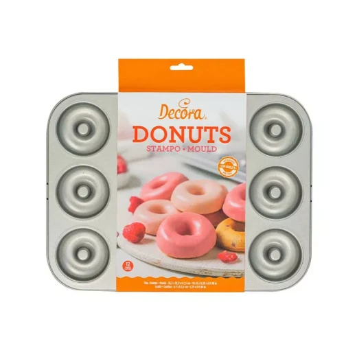 Decora Non-Stick Mould 12 Donuts Diameter 7 cm -35.5 x 26.5 x 2.5 H cm Decora Non-Stick Mould 12 Donuts Diameter 7 cm -35.5 x 26.5 x 2.5 H cm