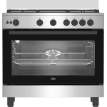 Beko Gas Cooker 90 cm 5 burners silver with a cooling fan and Full Safety - Beko