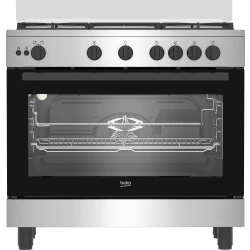 Beko Gas Cooker 90 cm 5 burners silver with a cooling fan and Full Safety