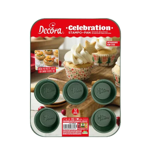 صينية غير لاصقة للمافن بـ 12 تجويف، باللون الأخضر من سلسلة Celebration من ديكورا صينية غير لاصقة للمافن بـ 12 تجويف، باللون الأخضر من سلسلة Celebration من ديكورا