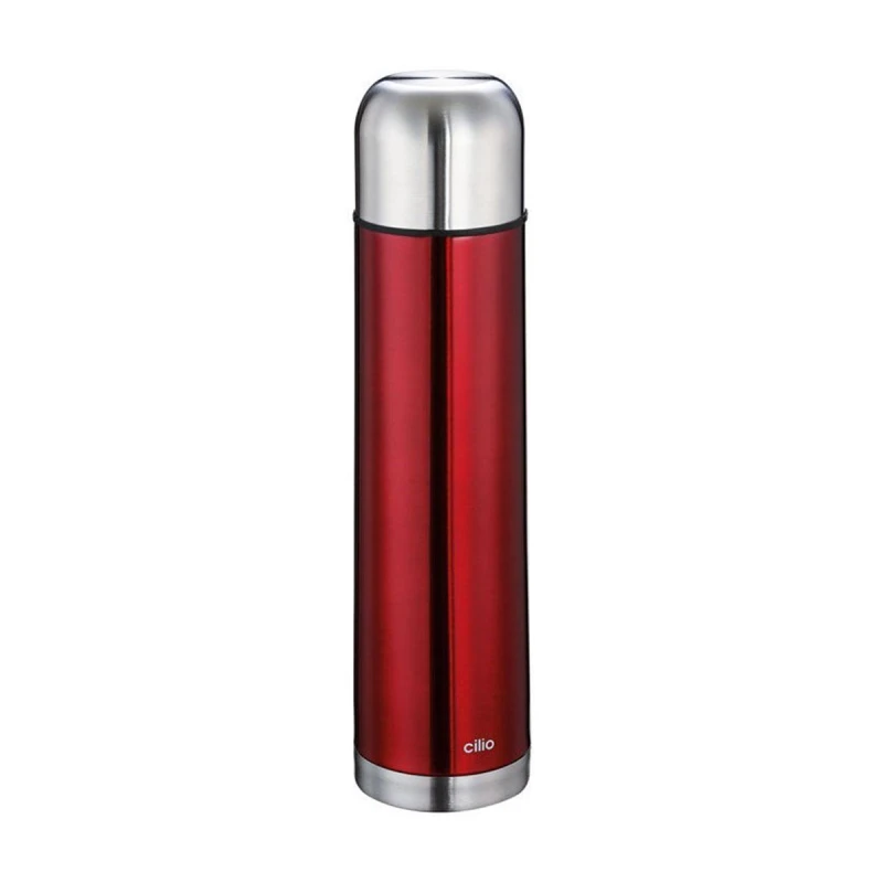 Kuchenprofi Vacuum Bottle 1 Liter Stainless Steel Red For office, school, leisure, With drinking cup - Kuchenprofi