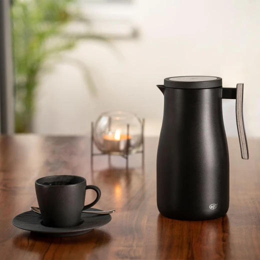 Alfi Studio Allure 1.0 L Black Matt with Wooden Elements Insulated Flask Made of Double-Walled Stainless Steel Thermos Flask Keeps Warm for 12 Hours Cold for 24 Hours Screw Cap Large Opening BPA Free - Alfi - Image 2