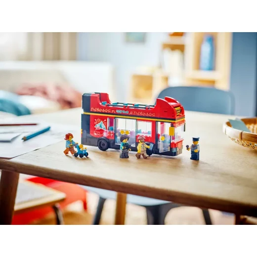 LEGO City Le Bus Red 2 Storey Toy Car for Children Boys and Girls Aged 7 and Above, Holiday or Birthday Gift, 5 Characters Including Baby and Stroller 60407 - LEGO - Image 6