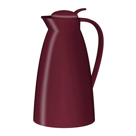 Alfi Eco Vacuum Jug 1 Liter Ruby Red Matt with Hygienic Tempered Glass Filler Made of Plastic, Screw Lid with Convenient Push Button