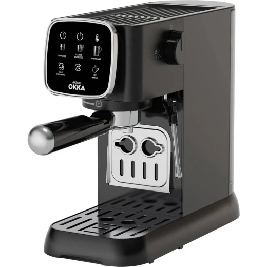 Arzum Okka Espresso Solo Semi-Automatic Espresso Machine 1376-1628W, 15-Bar Pressure, 4.3-Inch Retina Display, Milk Dispenser, Automatic Cleaning Premium Espresso Maker for Espresso, Americano, and Milk-Based Coffees