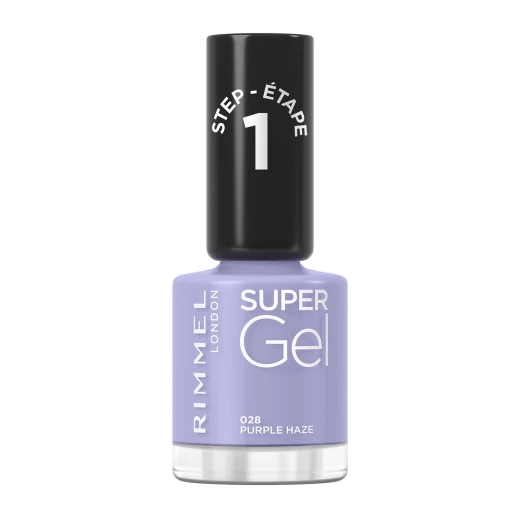 Rimmel London Super Gel Nail Polish 028 Purple Haze Glossy Finish Long Lasting Manicure 12ml Vibrant Color