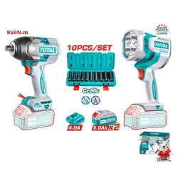 Total Drill Box 850 Nm + Lux Charging Kit Includes 2 x 5 Amp Batteries and Charger High-Torque Drill for Power and Performance