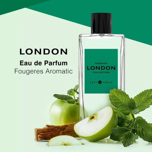 عطر لندن كوليكشن للرجال ماء عطر 100 مل نفحات تفاح أخضر، زعفران، نعناع وقاعدة خشبية منعشة عطر أروماتيك فوجير عصري وأنيق من بريت أ بورتر - بريت أ بورتر - Image 4