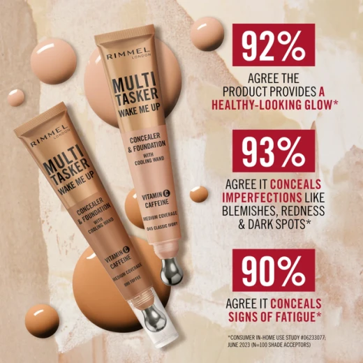 Rimmel London Wake Me Up Concealer & Foundation Makeup: Brightens, Corrects & Revives Skin with Caffeine & Vitamin C - Rimmel London - Image 2