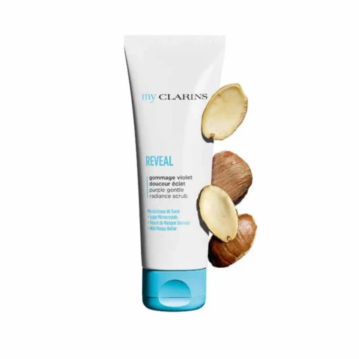 Clarins My Clarins Reveal Purple Gentle Radiance Scrub 50ml 99% Natural, Vegan, Gel-to-Milk Exfoliant with Sugar Crystals & Mango Butter - Clarins - Image 2