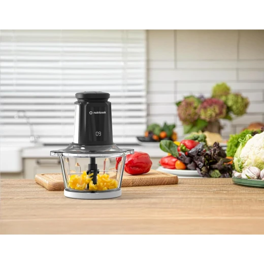 Nutricook 2+2 L XXXL Glass & Stainless Steel Chopper and Mincer,500W -Pulse & 2 speeds, 2-Removable 4 SS -Blade for Chopping, Ice Crushing, Meat Mincing, Grinding, Pureeing & more - BLk, 1 Yr Warranty,NC-CH2000 - Nutricook - Image 4