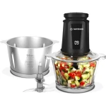 Nutricook 2+2 L XXXL Glass & Stainless Steel Chopper and Mincer,500W -Pulse & 2 speeds, 2-Removable 4 SS -Blade for Chopping, Ice Crushing, Meat Mincing, Grinding, Pureeing & more - BLk, 1 Yr Warranty,NC-CH2000 - Nutricook