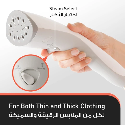 مكواة بخار عمودية للملابس من باناسونيك، موديل NI-GWE080، قدرة 2140 واط، مزودة بلوح كي، عمود مزدوج قابل للتعديل، إعداد ارتفاع حر، 4 مستويات للبخار، خزان مياه قابل للفصل بسعة 2.0 لتر، ضمان لمدة سنة واحدة - باناسونيك - Image 9
