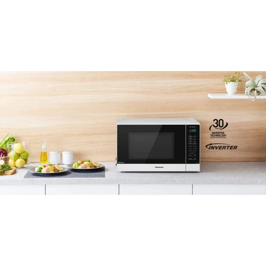 Panasonic 32L Built-in Microwave Oven in White with Inverter Technology & Quick Cook. Kitchen appliance for efficient cooking and heating. Modern design with advanced features. - Panasonic - Image 2