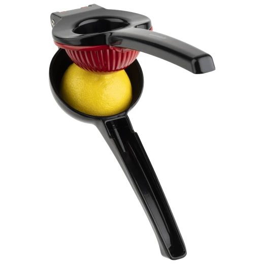 APS Lime and Lemon Press Heavy-Duty Aluminium Alloy Citrus Squeezer, Black/Red, 21 x 7 x 5 cm Dishwasher Safe, Made in Germany - APS - Image 4
