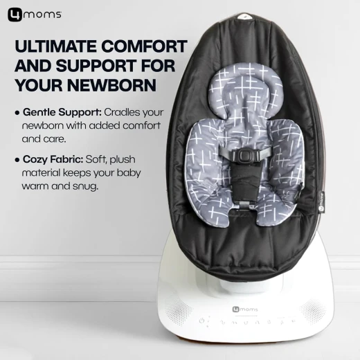 4moms RockaRoo and MamaRoo Infant Insert, Machine Washable, Soft, Plush Fabric, Reversible Design, Dark Grey - 4moms - Image 5