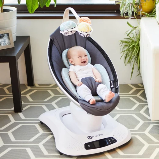 4moms RockaRoo and MamaRoo Infant Insert, Machine Washable, Soft, Plush Fabric, Reversible Design, Dark Grey - 4moms - Image 6