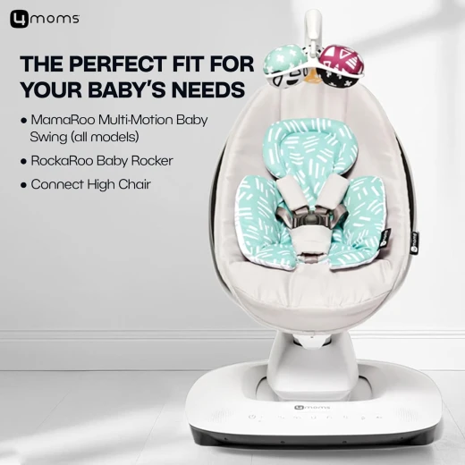 4moms RockaRoo and MamaRoo Infant Insert, Machine Washable, Soft, Plush Fabric, Reversible Design,Mint Green color - 4moms - Image 3