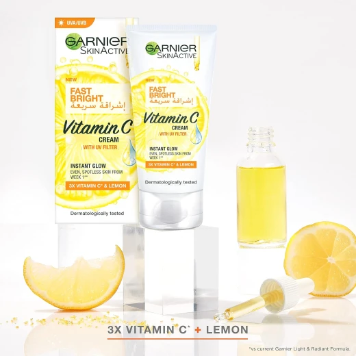Garnier Fast Bright Day Cream 50ml with 3x Vitamin C & Lemon, Reduces Dark Spots & UV Spots for Brighter Skin in 1 Week - Garnier - Image 4