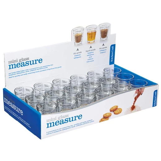 KitchenCraft Mini Glass Measuring Cup 50ml Capacity Multi-Unit Markings (ml, oz, teaspoons, tablespoons, shots) For Dry & Liquid Ingredients Hand Wash Only - KitchenCraft - Image 2